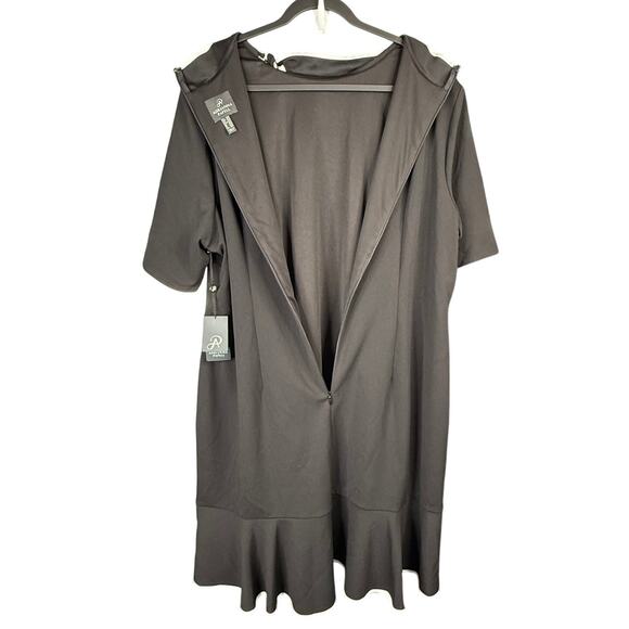 NWT ADRIANNA PAPELL 20W Plus Size Tie Neck Flounce Dress Soft Feminine Elegant - Picture 4 of 12